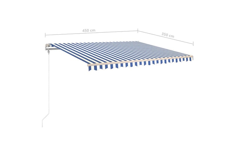 markise m. LED + vindsensor 450x350 cm automatisk - Blå - Balkonmarkise - Markiser - Terrassemarkise