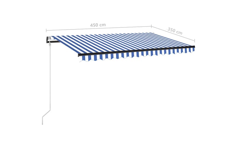 markise m. LED + vindsensor 450x350 cm automatisk - Blå - Havemøbler - Solafskærmning - Markiser - Balkonmarkise