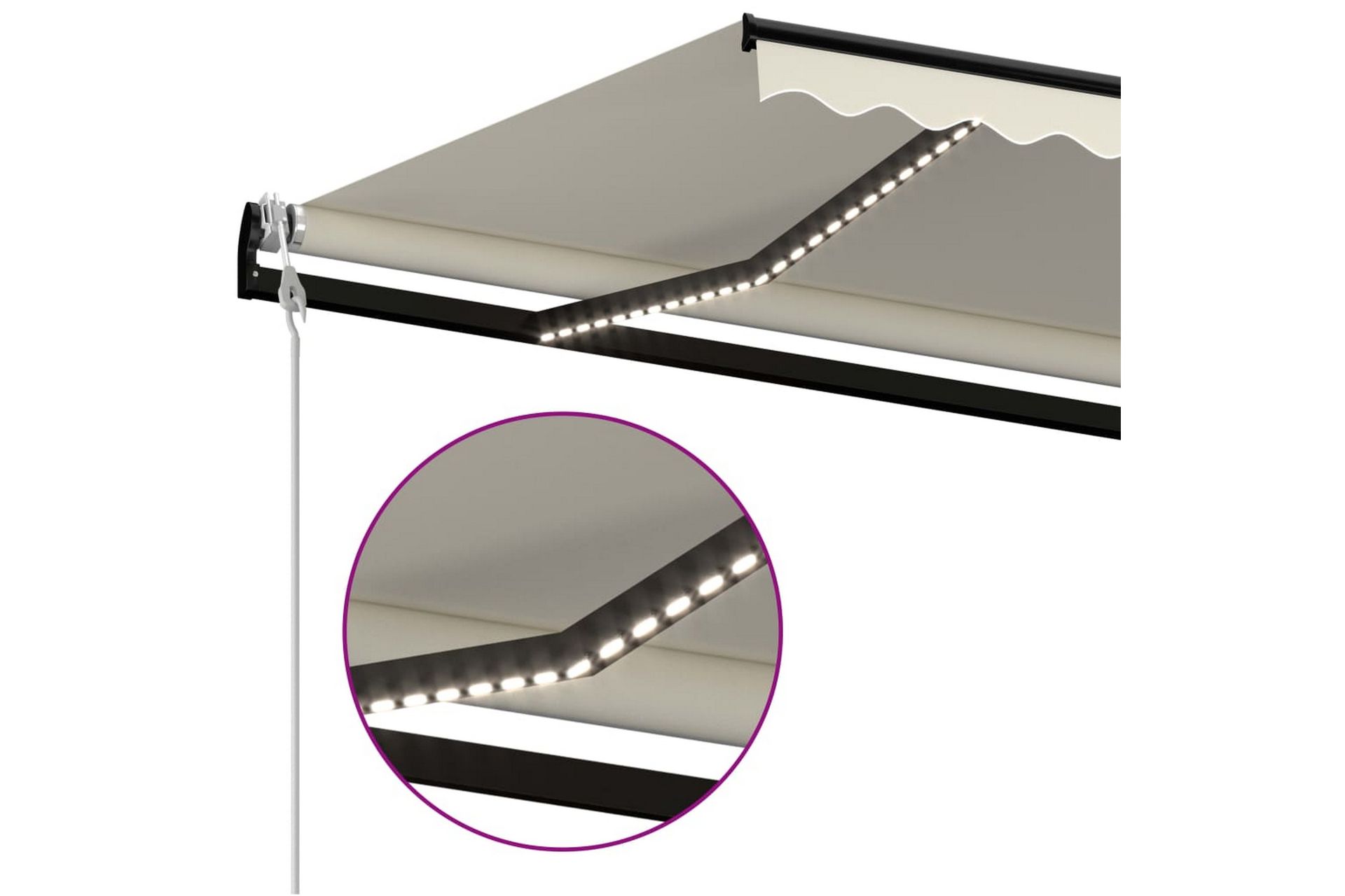 markise m. LED + vindsensor 450x350 cm automatisk creme - Creme - Havemøbler - Solafskærmning - Markiser - Balkonmarkise