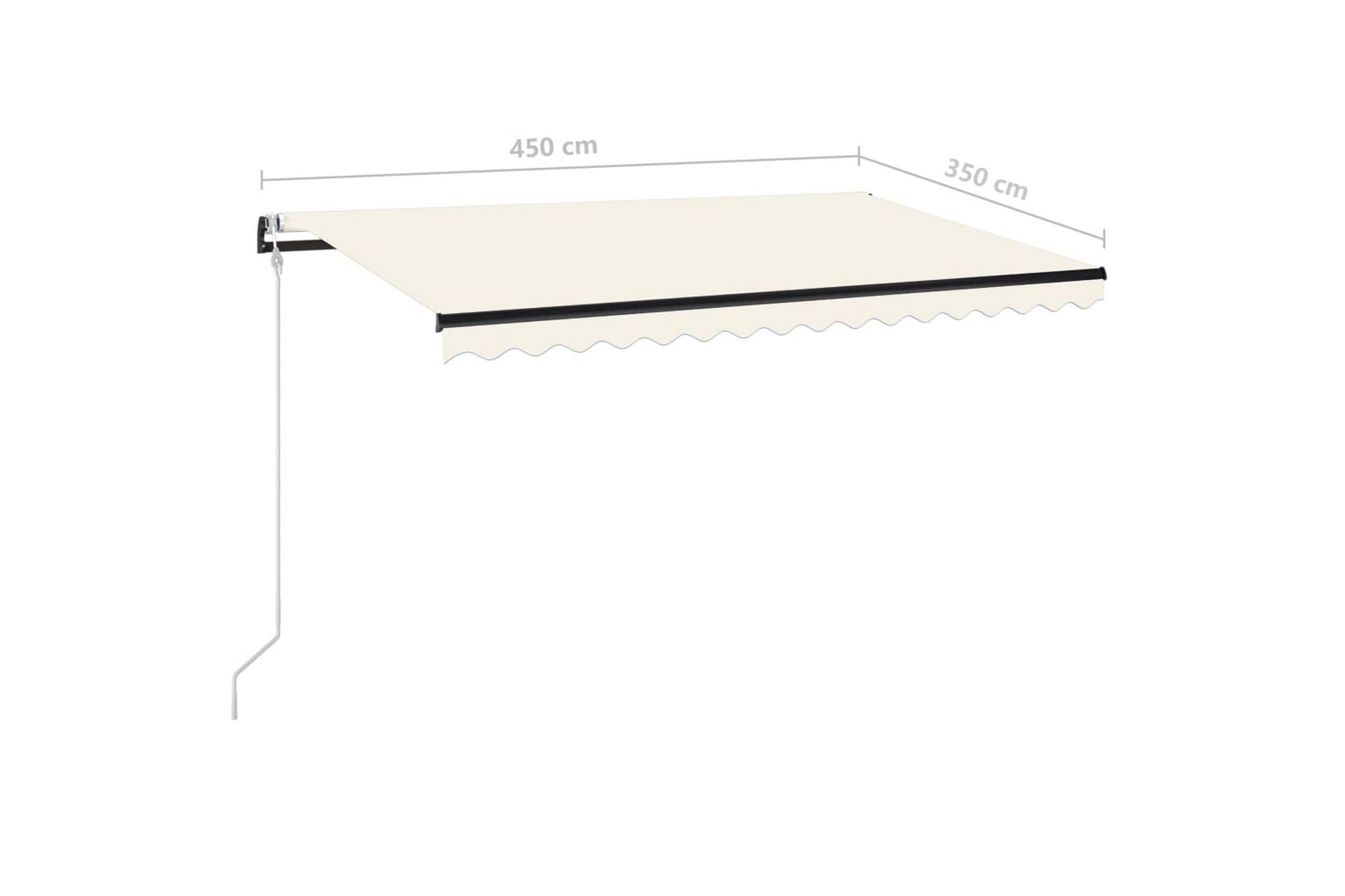 markise m. LED + vindsensor 450x350 cm automatisk creme - Creme - Havemøbler - Solafskærmning - Markiser - Balkonmarkise