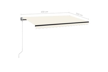 markise m. LED + vindsensor 450x350 cm automatisk creme - Creme - Havemøbler - Solafskærmning - Markiser - Balkonmarkise