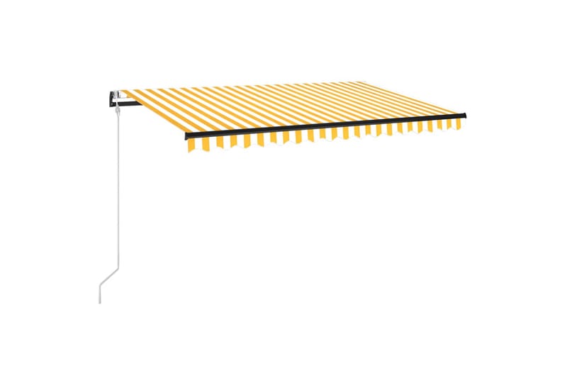 markise m. LED + vindsensor 450x350 cm automatisk gul/hvid - Gul - Havemøbler - Solafskærmning - Markiser - Balkonmarkise