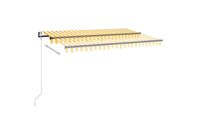 markise m. LED + vindsensor 450x350 cm automatisk gul/hvid - Gul - Havemøbler - Solafskærmning - Markiser - Balkonmarkise