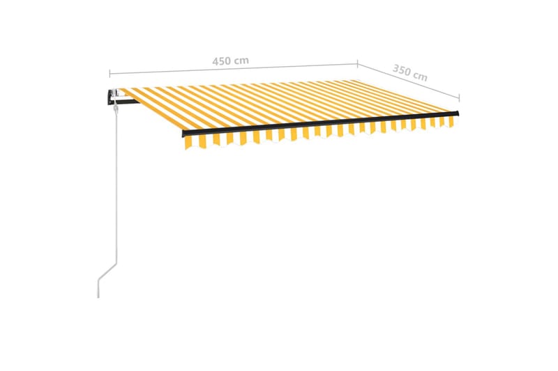 markise m. LED + vindsensor 450x350 cm automatisk gul/hvid - Gul - Havemøbler - Solafskærmning - Markiser - Balkonmarkise
