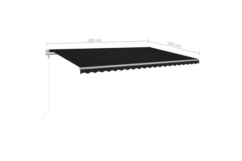 markise m. LED + vindsensor 500x300 cm automatisk antracit - Antracit - Havemøbler - Solafskærmning - Markiser - Balkonmarkise