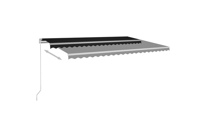 markise m. LED + vindsensor 500x300 cm automatisk antracit - Antracit - Balkonmarkise - Markiser - Terrassemarkise