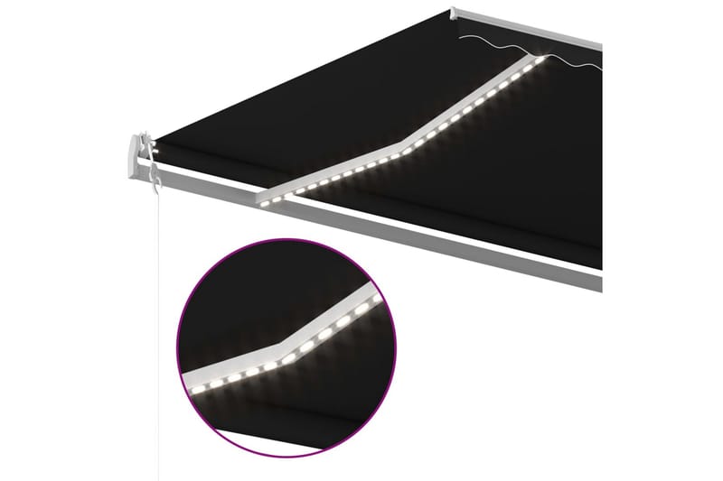 markise m. LED + vindsensor 500x300 cm automatisk antracit - Antracit - Havemøbler - Solafskærmning - Markiser - Balkonmarkise