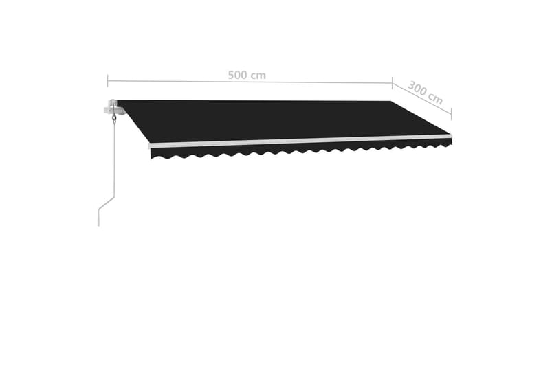 markise m. LED + vindsensor 500x300 cm automatisk antracit - Antracit - Balkonmarkise - Markiser - Terrassemarkise