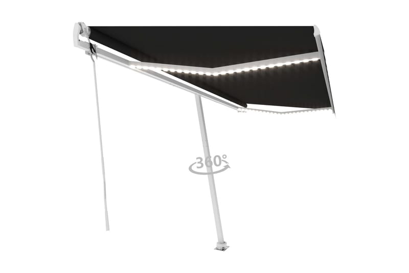 markise m. LED + vindsensor 500x300 cm automatisk antracit - Antracit - Havemøbler - Solafskærmning - Markiser - Balkonmarkise