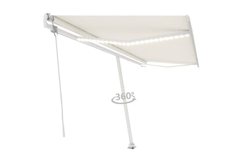 markise m. LED + vindsensor 500x300 cm automatisk creme - Creme - Havemøbler - Solafskærmning - Markiser - Balkonmarkise