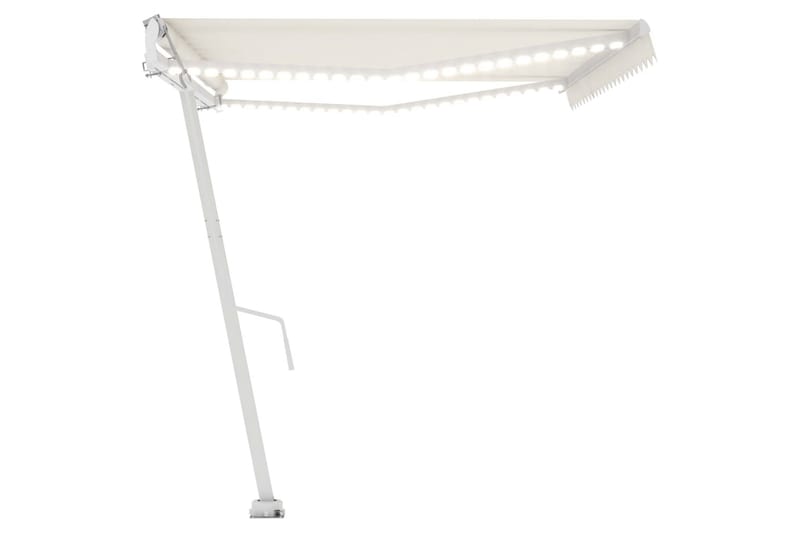 markise m. LED + vindsensor 500x300 cm automatisk creme - Creme - Havemøbler - Solafskærmning - Markiser - Balkonmarkise