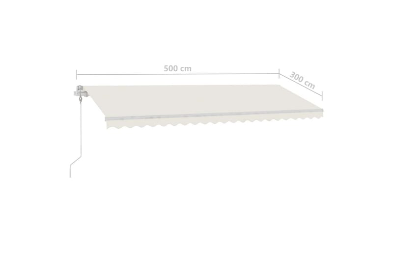 markise m. LED + vindsensor 500x300 cm automatisk creme - Creme - Havemøbler - Solafskærmning - Markiser - Balkonmarkise