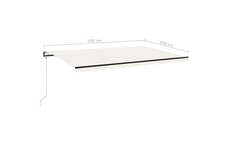 markise m. LED + vindsensor 500x300 cm automatisk creme - Creme - Balkonmarkise - Markiser - Terrassemarkise