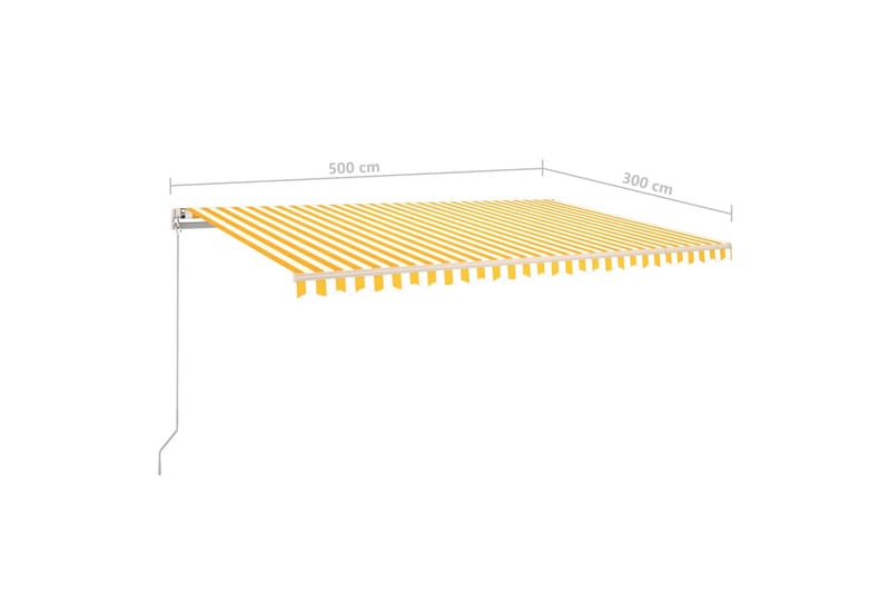 markise m. LED + vindsensor 500x300 cm automatisk gul/hvid - Gul - Balkonmarkise - Markiser - Terrassemarkise