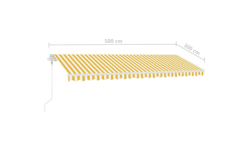 markise m. LED + vindsensor 500x300 cm automatisk gul/hvid - Gul - Balkonmarkise - Markiser - Terrassemarkise