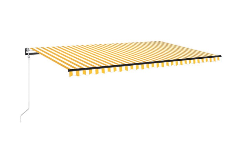 markise m. LED + vindsensor 500x300 cm automatisk gul/hvid - Gul - Balkonmarkise - Markiser - Terrassemarkise