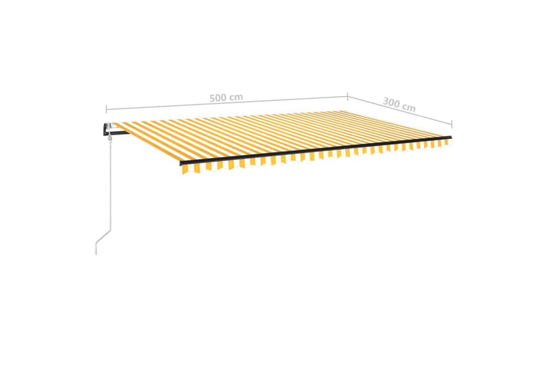 markise m. LED + vindsensor 500x300 cm automatisk gul/hvid - Gul - Balkonmarkise - Markiser - Terrassemarkise