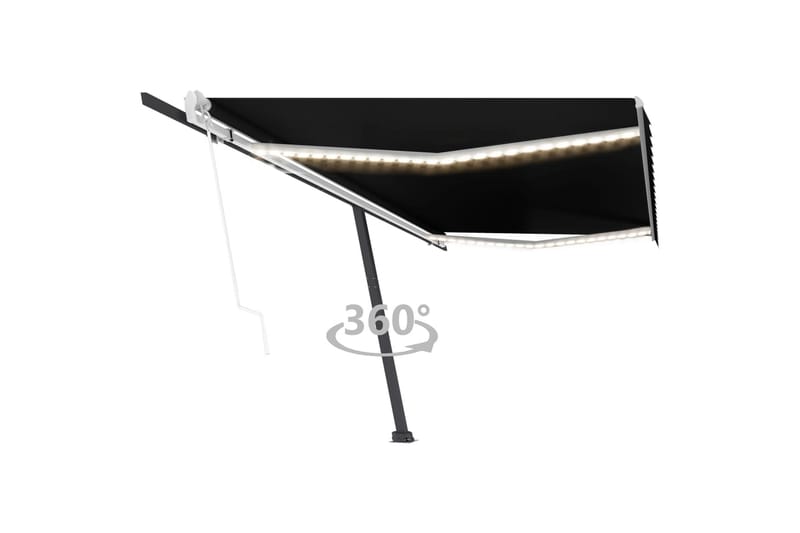 markise m. LED + vindsensor 500x350 cm automatisk - Antracit - Havemøbler - Solafskærmning - Markiser - Balkonmarkise