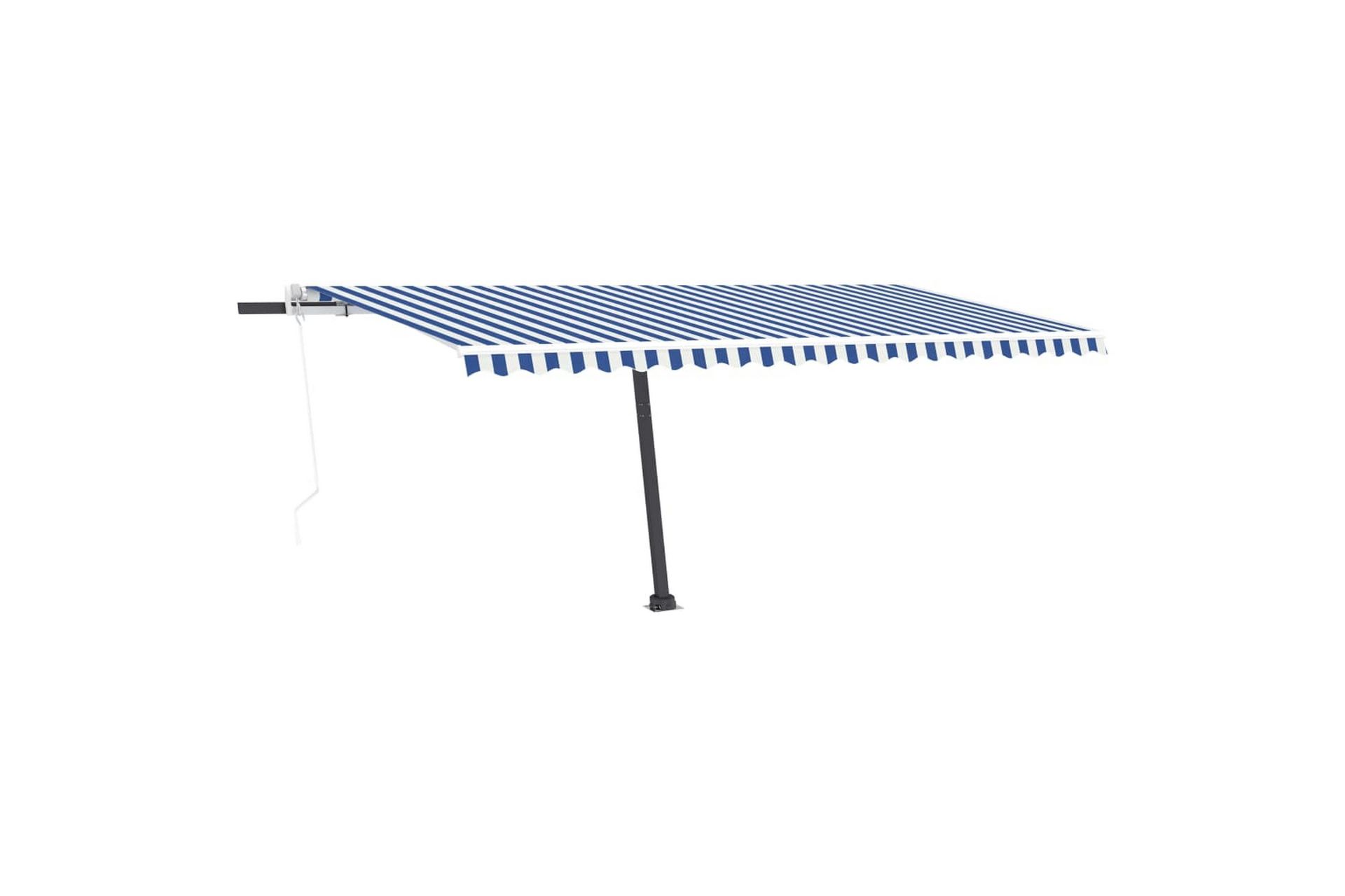 markise m. LED + vindsensor 500x350 cm automatisk - Blå - Havemøbler - Solafskærmning - Markiser - Balkonmarkise