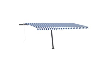 markise m. LED + vindsensor 500x350 cm automatisk - Blå - Havemøbler - Solafskærmning - Markiser - Balkonmarkise