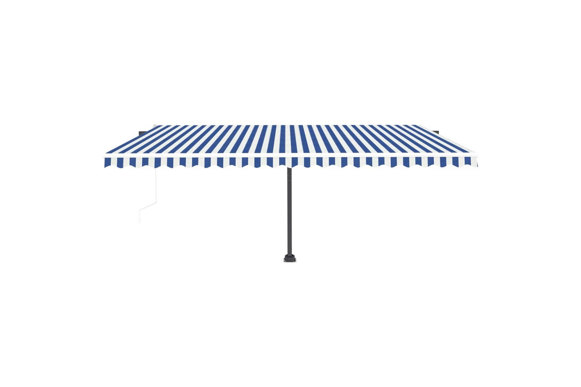 markise m. LED + vindsensor 500x350 cm automatisk - Blå - Havemøbler - Solafskærmning - Markiser - Balkonmarkise