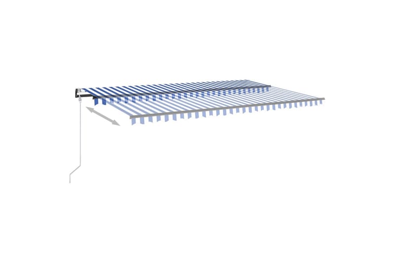 markise m. LED + vindsensor 500x350 cm automatisk blå/hvid - Blå - Havemøbler - Solafskærmning - Markiser - Balkonmarkise
