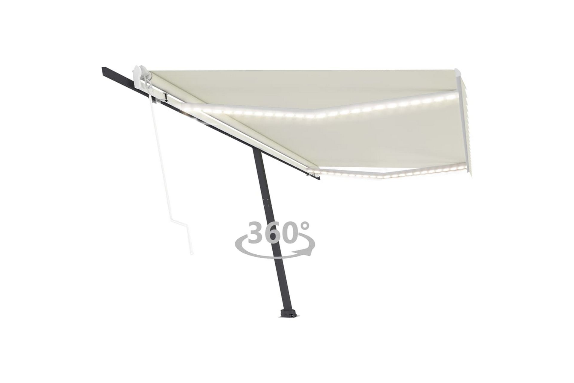 markise m. LED + vindsensor 500x350 cm automatisk - Creme - Havemøbler - Solafskærmning - Markiser - Balkonmarkise