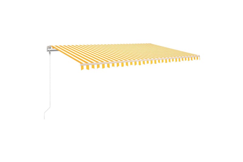 markise m. LED + vindsensor 500x350 cm automatisk gul/hvid - Gul - Balkonmarkise - Markiser - Terrassemarkise