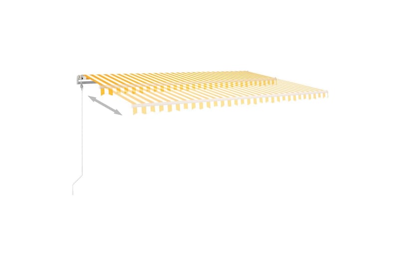 markise m. LED + vindsensor 500x350 cm automatisk gul/hvid - Gul - Balkonmarkise - Markiser - Terrassemarkise