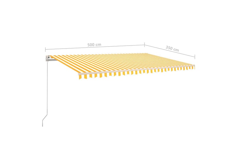 markise m. LED + vindsensor 500x350 cm automatisk gul/hvid - Gul - Balkonmarkise - Markiser - Terrassemarkise