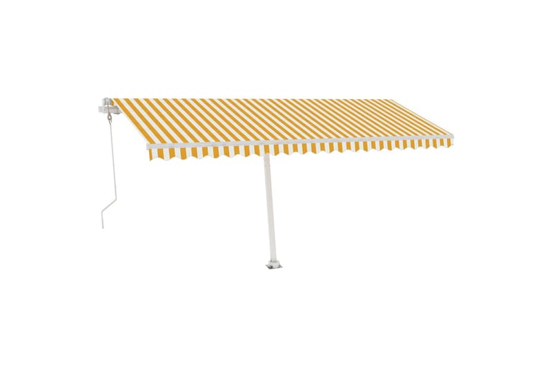 markise m. LED + vindsensor 500x350 cm automatisk gul/hvid - Gul - Havemøbler - Solafskærmning - Markiser - Balkonmarkise
