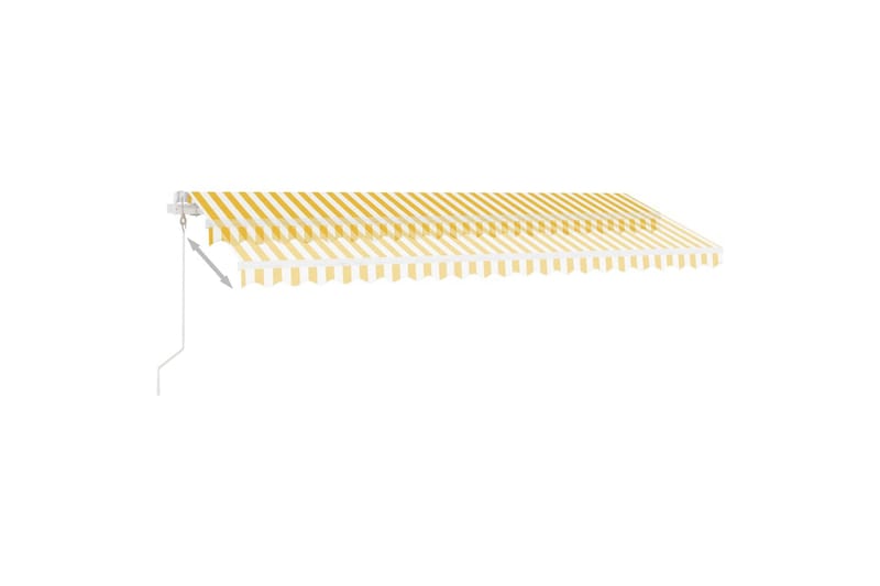markise m. LED + vindsensor 500x350 cm automatisk gul/hvid - Gul - Havemøbler - Solafskærmning - Markiser - Balkonmarkise