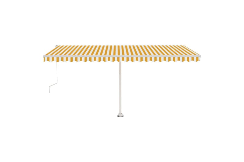 markise m. LED + vindsensor 500x350 cm automatisk gul/hvid - Gul - Havemøbler - Solafskærmning - Markiser - Balkonmarkise