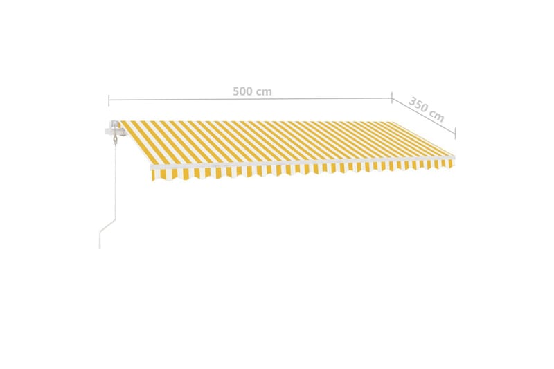 markise m. LED + vindsensor 500x350 cm automatisk gul/hvid - Gul - Balkonmarkise - Markiser - Terrassemarkise