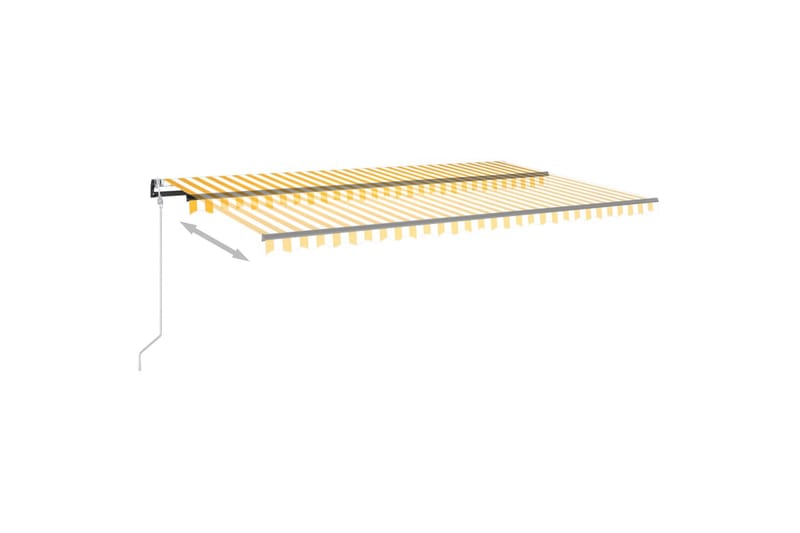 markise m. LED + vindsensor 500x350 cm automatisk gul/hvid - Gul - Havemøbler - Solafskærmning - Markiser - Balkonmarkise