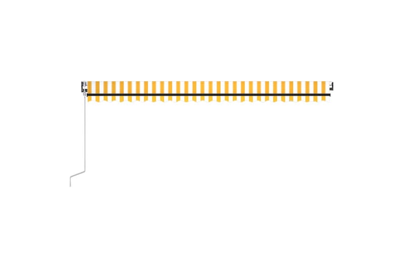 markise m. LED + vindsensor 500x350 cm automatisk gul/hvid - Gul - Balkonmarkise - Markiser - Terrassemarkise