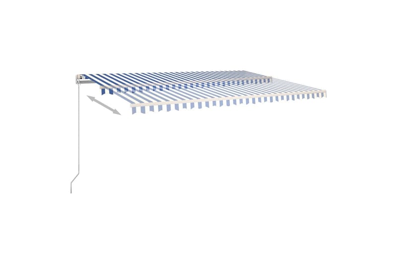 markise m. LED + vindsensor 5x3,5 m automatisk blå og hvid - Blå - Balkonmarkise - Markiser - Terrassemarkise