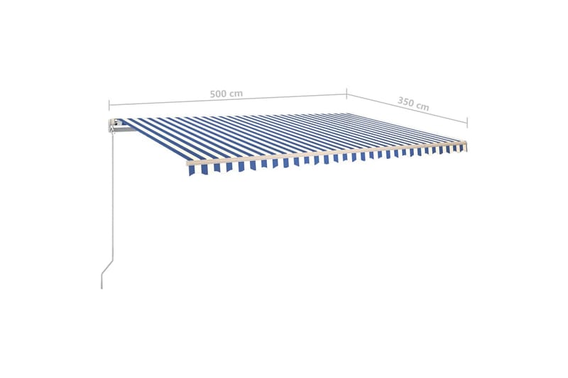 markise m. LED + vindsensor 5x3,5 m automatisk blå og hvid - Blå - Balkonmarkise - Markiser - Terrassemarkise