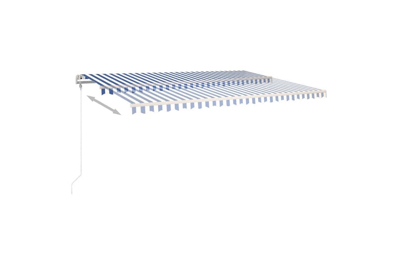 markise m. LED + vindsensor 5x3,5 m automatisk blå og hvid - Balkonmarkise - Markiser - Terrassemarkise