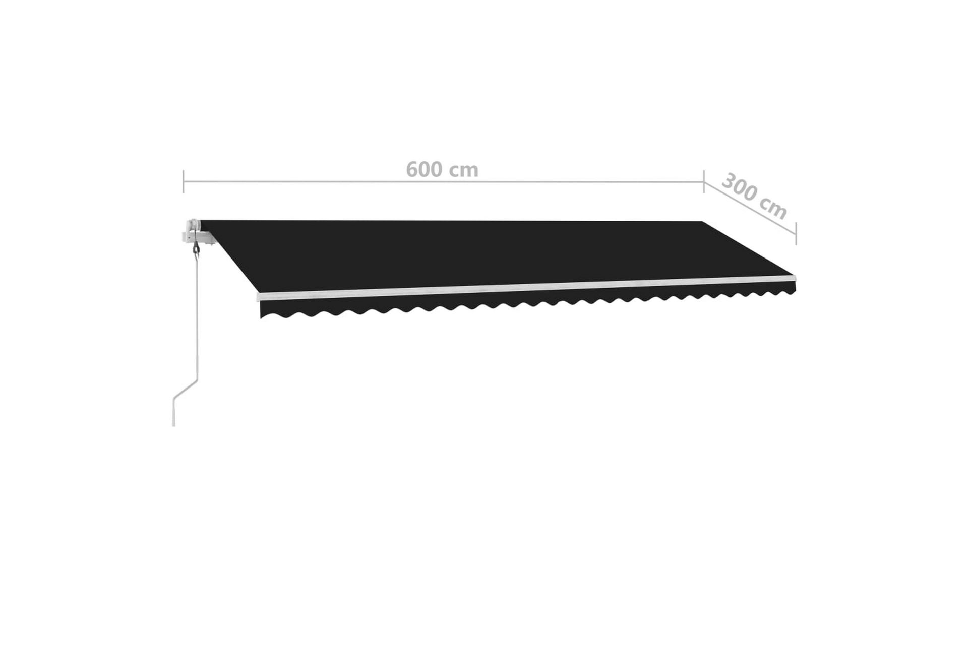 markise m. LED + vindsensor 600x300 cm automatisk antracit - Antracit - Havemøbler - Solafskærmning - Markiser - Balkonmarkise