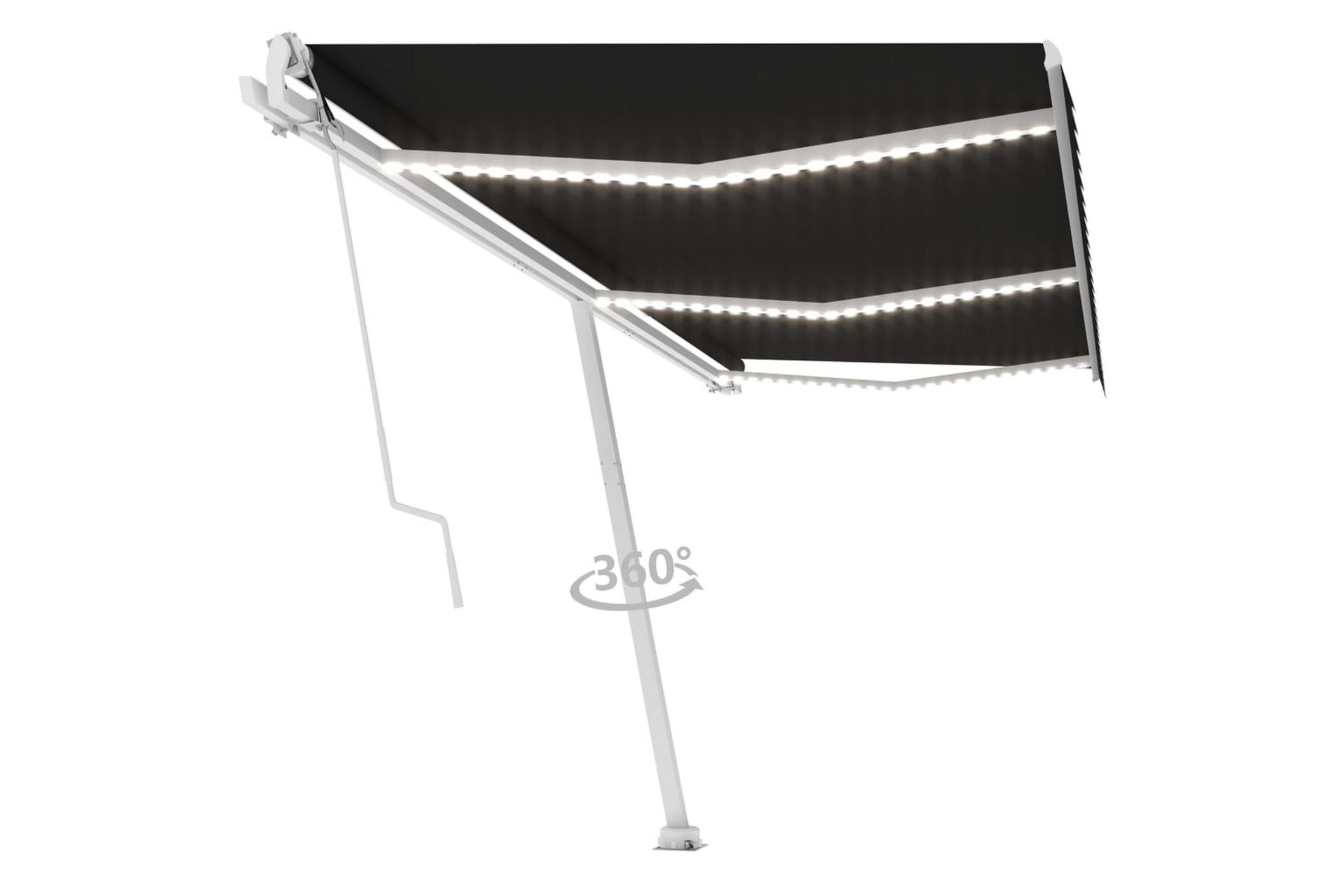 markise m. LED + vindsensor 600x300 cm automatisk antracit - Antracit - Havemøbler - Solafskærmning - Markiser - Balkonmarkise