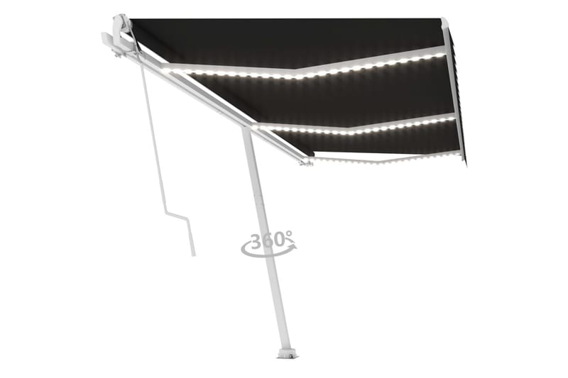 markise m. LED + vindsensor 600x300 cm automatisk antracit - Antracit - Havemøbler - Solafskærmning - Markiser - Balkonmarkise
