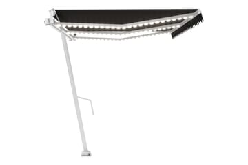 markise m. LED + vindsensor 600x300 cm automatisk antracit - Antracit - Havemøbler - Solafskærmning - Markiser - Balkonmarkise