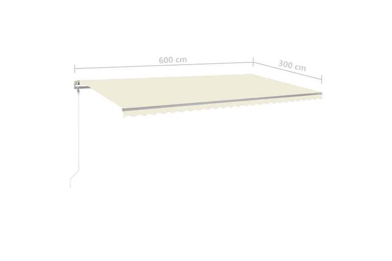 markise m. LED + vindsensor 600x300 cm automatisk - Creme - Balkonmarkise - Markiser - Terrassemarkise