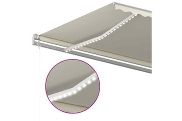 markise m. LED + vindsensor 600x300 cm automatisk - Creme - Havemøbler - Solafskærmning - Markiser - Balkonmarkise