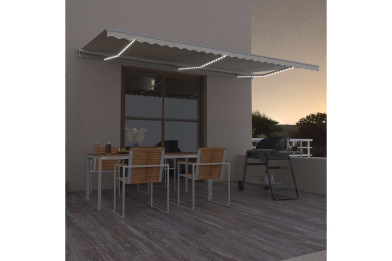 markise m. LED + vindsensor 600x300 cm automatisk - Creme - Balkonmarkise - Markiser - Terrassemarkise