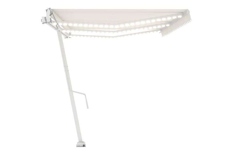 markise m. LED + vindsensor 600x300 cm automatisk - Creme - Havemøbler - Solafskærmning - Markiser - Balkonmarkise