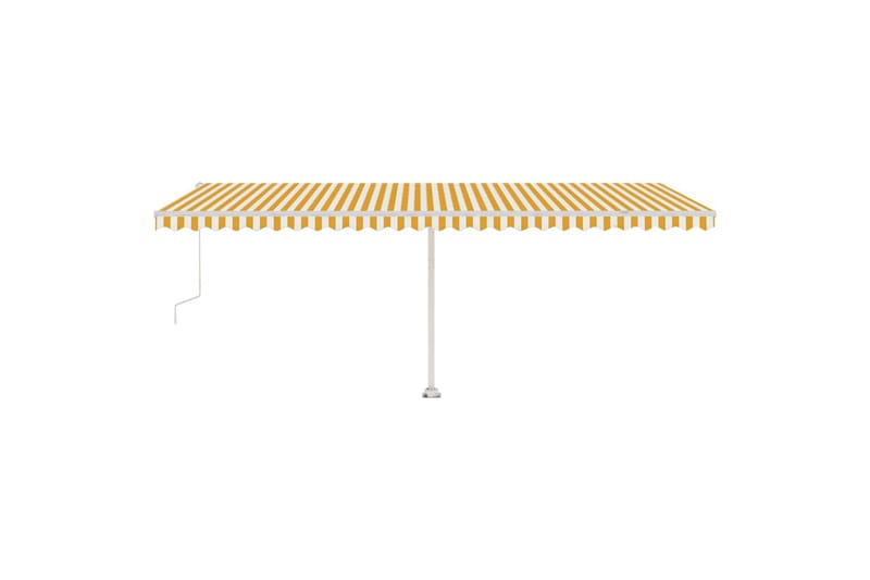 markise m. LED + vindsensor 600x300 cm automatisk gul/hvid - Gul - Havemøbler - Solafskærmning - Markiser - Balkonmarkise