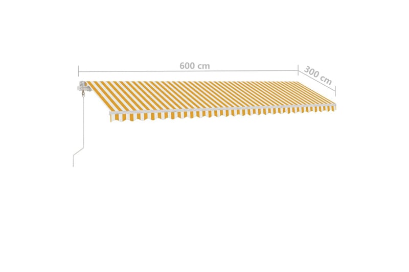 markise m. LED + vindsensor 600x300 cm automatisk gul/hvid - Gul - Havemøbler - Solafskærmning - Markiser - Balkonmarkise