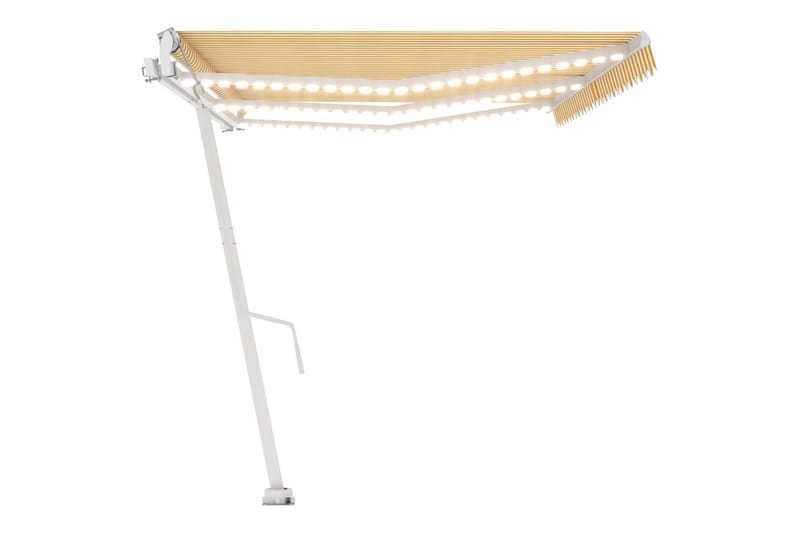 markise m. LED + vindsensor 600x300 cm automatisk gul/hvid - Gul - Havemøbler - Solafskærmning - Markiser - Balkonmarkise